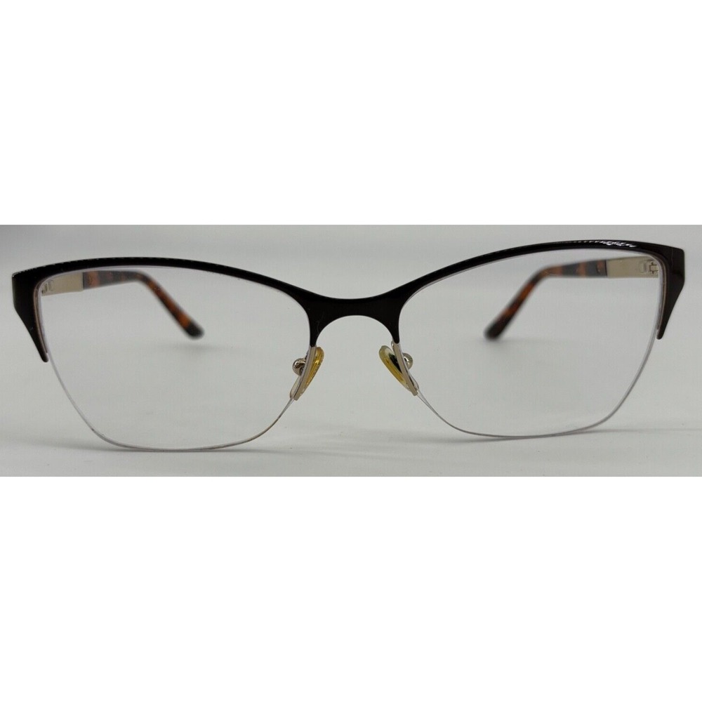 Versace Tortoise Shell Eyeglass Frames VE1218 1345 53-17 Gold Metal Halfrim&Case
